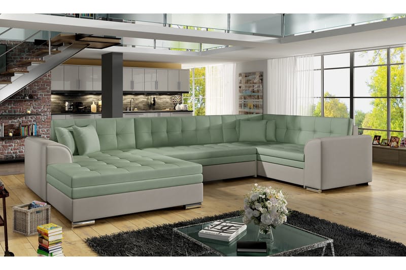 Rineta Sovesofa med Dobbeldivan, Grønn/Grå