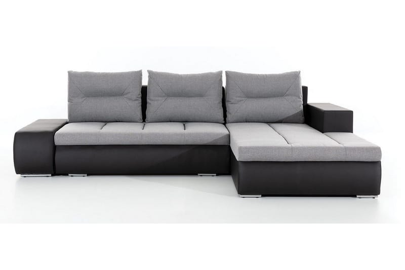 Rodeche 3-seters Sovesofa m. Divan med Oppbevaring, Lys grå