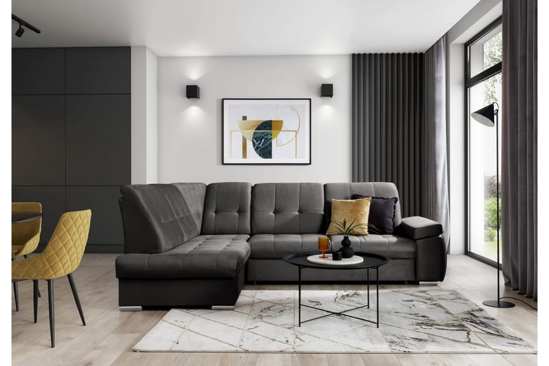 Sajana Sovesofa m. Sjeselong 3-seter, Grå