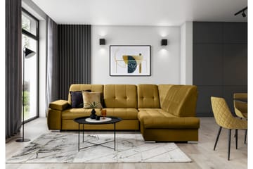 Sajana Sovesofa m. Sjeselong 3-seter - Gul - Møbler - Sofaer - Sovesofaer - Langsgående sovesofa