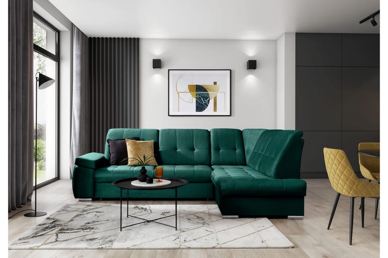 Sajana Sovesofa m. Sjeselong 3-seter - Mørkegrønn - Møbler - Sofaer - Sovesofaer - Langsgående sovesofa