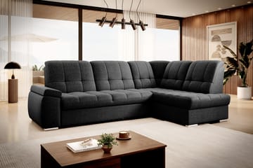 Sajana Sovesofa m. Sjeselong 3-seter - Svart - Møbler - Sofaer - Sovesofaer - Langsgående sovesofa