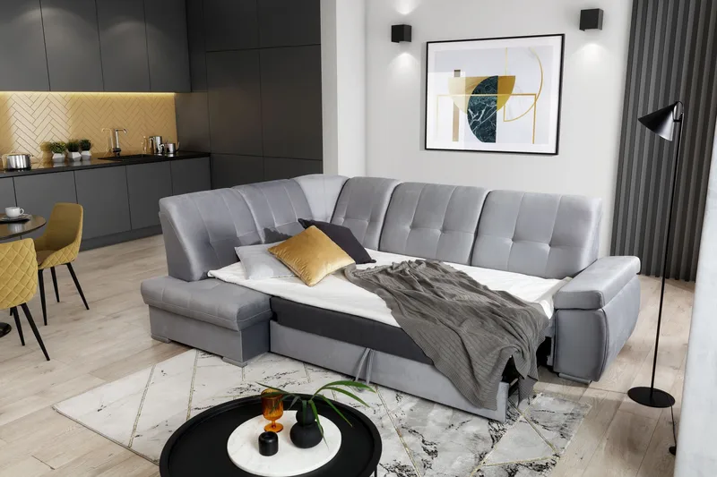 Sajana Sovesofa m. Sjeselong 3-seter - Svart - Møbler - Sofaer - Sovesofaer - Langsgående sovesofa