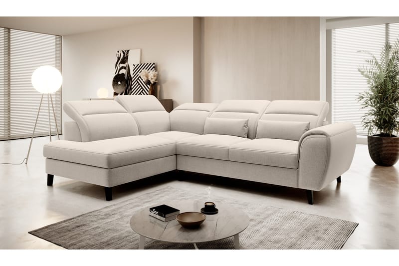 Sajda Sovesofa m. Sjeselong 3-seter - Beige - Møbler - Sofaer - Sovesofaer - Langsgående sovesofa