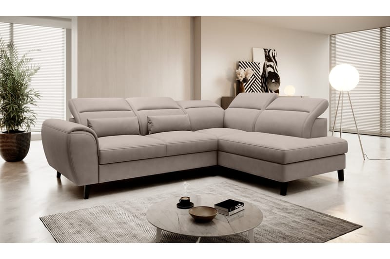 Sajda Sovesofa m. Sjeselong 3-seter - Beige - Møbler - Sofaer - Sovesofaer - Langsgående sovesofa