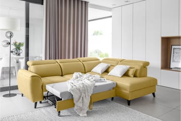 Sajda Sovesofa m. Sjeselong 3-seter - Gul - Møbler - Sofaer - Sovesofaer - Langsgående sovesofa