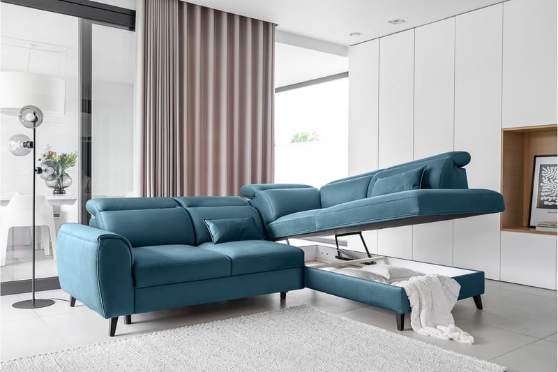 Sajda Sovesofa m. Sjeselong 3-seter - Mørkeblå - Møbler - Sofaer - Sovesofaer - Langsgående sovesofa