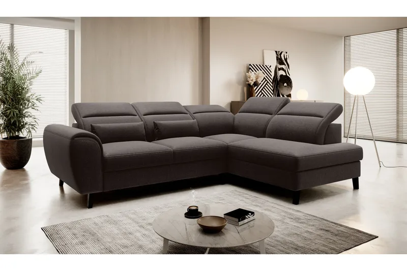 Sajda Sovesofa m. Sjeselong 3-seter, Mørkebrun