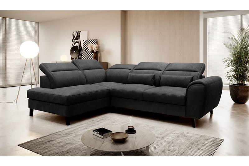 Sajda Sovesofa m. Sjeselong 3-seter - Mørkegrå - Møbler - Sofaer - Sovesofaer - Langsgående sovesofa