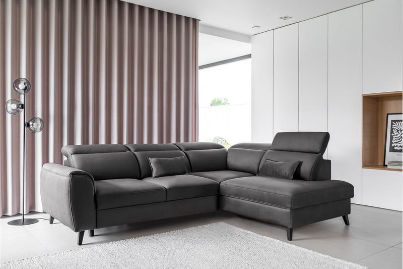 Sajda Sovesofa m. Sjeselong 3-seter - Mørkegrå - Møbler - Sofaer - Sovesofaer - Langsgående sovesofa