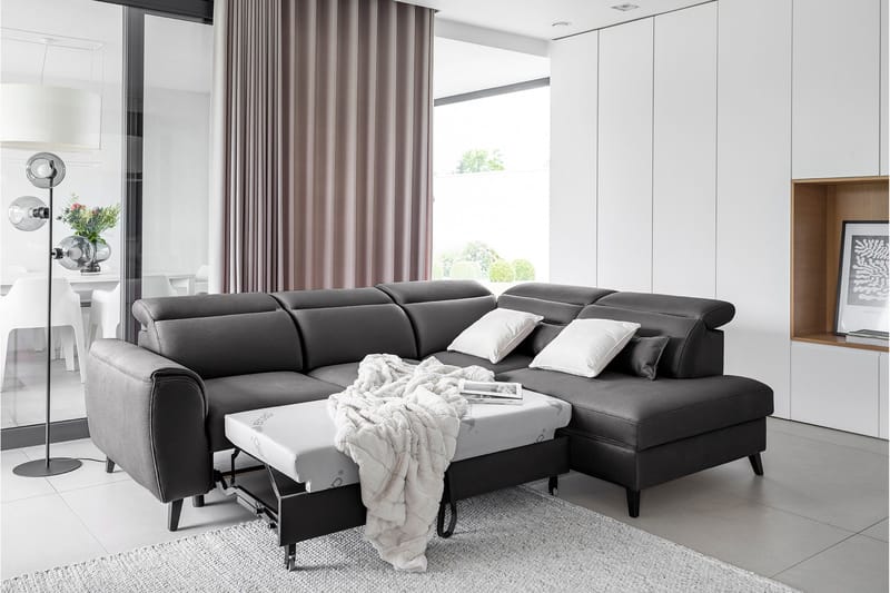 Sajda Sovesofa m. Sjeselong 3-seter - Mørkegrå - Møbler - Sofaer - Sovesofaer - Langsgående sovesofa