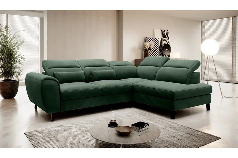 Sajda Sovesofa m. Sjeselong 3-seter, Mørkegrønn