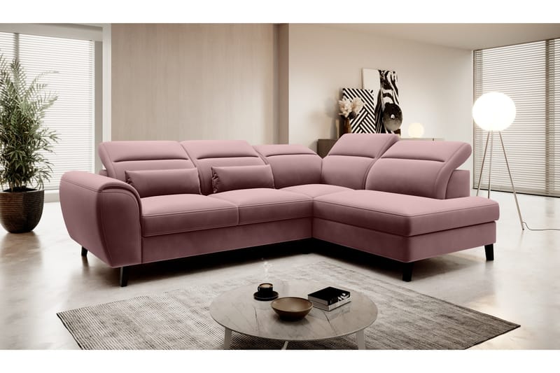 Sajda Sovesofa m. Sjeselong 3-seter - Rosa - Møbler - Sofaer - Sovesofaer - Langsgående sovesofa