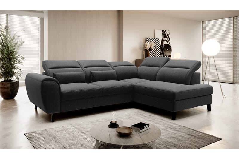 Sajda Sovesofa m. Sjeselong 3-seter - Svart - Møbler - Sofaer - Sovesofaer - Langsgående sovesofa
