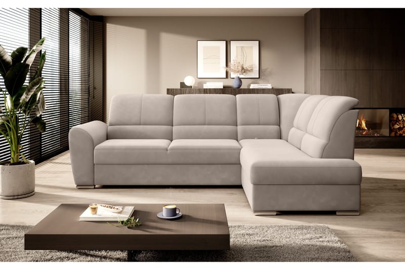 Sajmon Sovesofa m. Sjeselong 3-seter, Beige