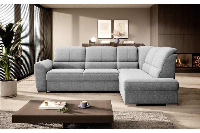 Sajmon Sovesofa m. Sjeselong 3-seter - Grå - Møbler - Sofaer - Sovesofaer - Langsgående sovesofa