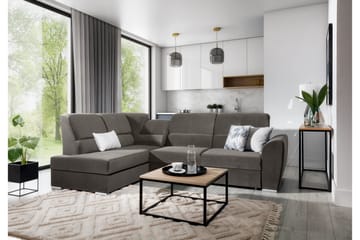 Sajmon Sovesofa m. Sjeselong 3-seter - Grå - Møbler - Sofaer - Sovesofaer - Langsgående sovesofa