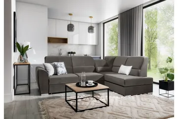 Sajmon Sovesofa m. Sjeselong 3-seter - Grå - Møbler - Sofaer - Sovesofaer - Langsgående sovesofa