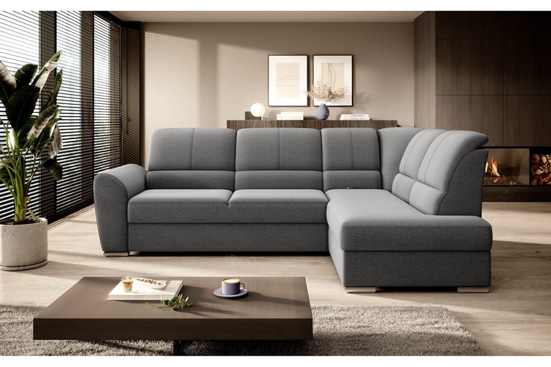 Sajmon Sovesofa m. Sjeselong 3-seter - Grå - Møbler - Sofaer - Sovesofaer - Langsgående sovesofa