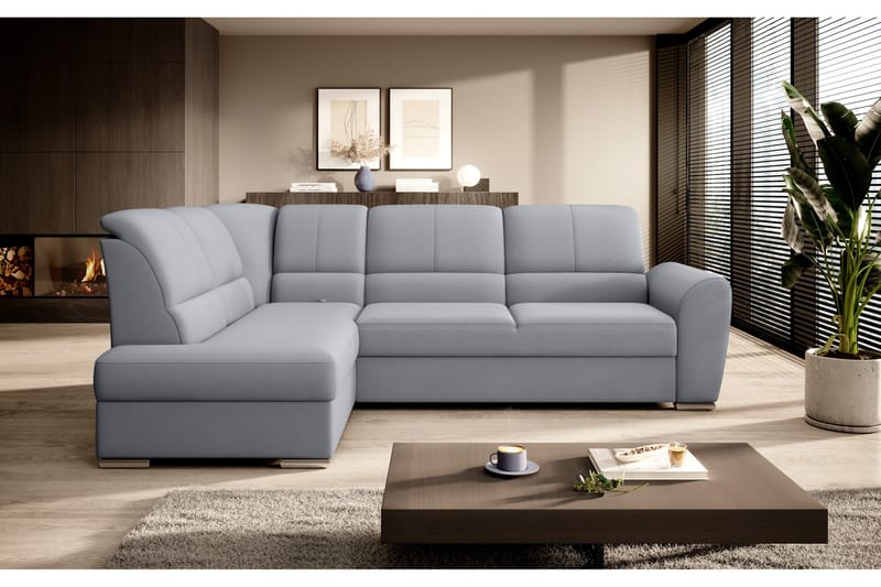 Sajmon Sovesofa m. Sjeselong 3-seter - Grå - Møbler - Sofaer - Sovesofaer - Langsgående sovesofa