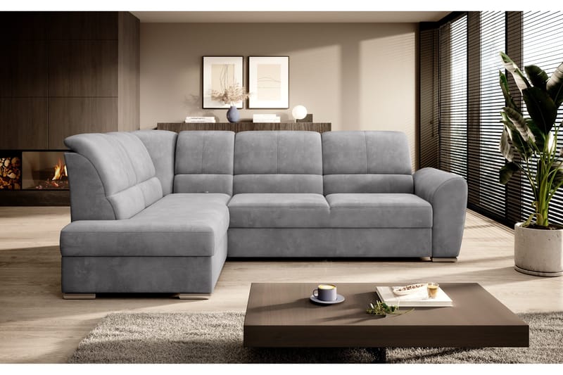 Sajmon Sovesofa m. Sjeselong 3-seter - Grå - Møbler - Sofaer - Sovesofaer - Langsgående sovesofa