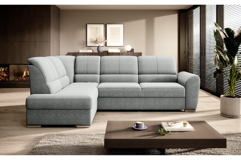 Sajmon Sovesofa m. Sjeselong 3-seter - Grå - Møbler - Sofaer - Sovesofaer - Langsgående sovesofa