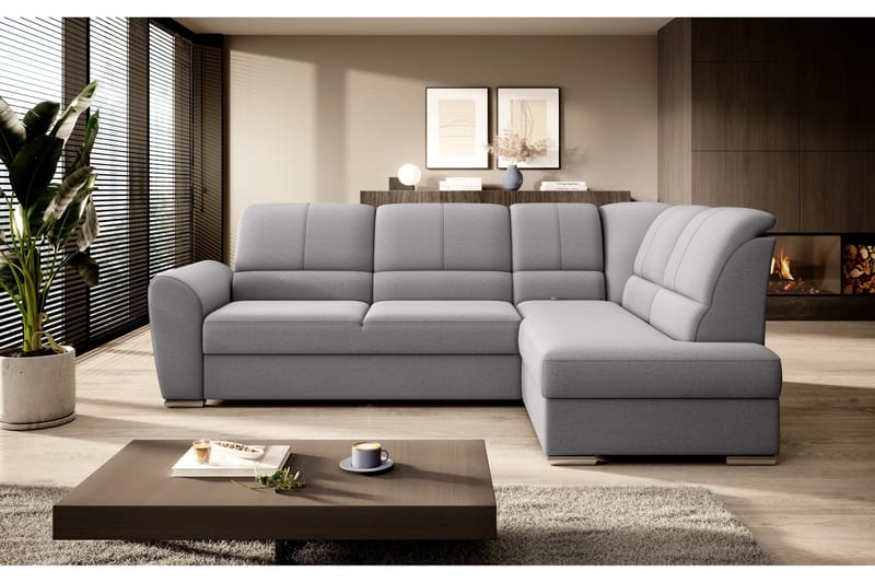 Sajmon Sovesofa m. Sjeselong 3-seter - Grå - Møbler - Sofaer - Sovesofaer - Langsgående sovesofa