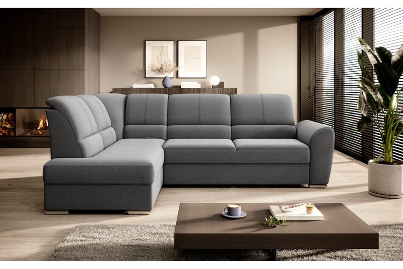 Sajmon Sovesofa m. Sjeselong 3-seter - Grå - Møbler - Sofaer - Sovesofaer - Langsgående sovesofa