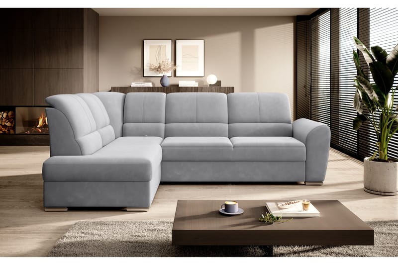 Sajmon Sovesofa m. Sjeselong 3-seter - Grå - Møbler - Sofaer - Sovesofaer - Langsgående sovesofa