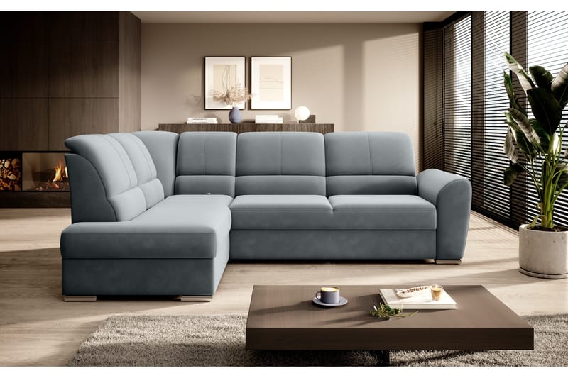 Sajmon Sovesofa m. Sjeselong 3-seter - Grå - Møbler - Sofaer - Sovesofaer - Langsgående sovesofa