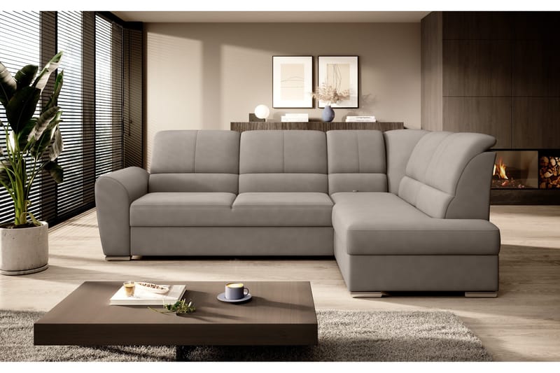 Sajmon Sovesofa m. Sjeselong 3-seter - Grå - Møbler - Sofaer - Sovesofaer - Langsgående sovesofa