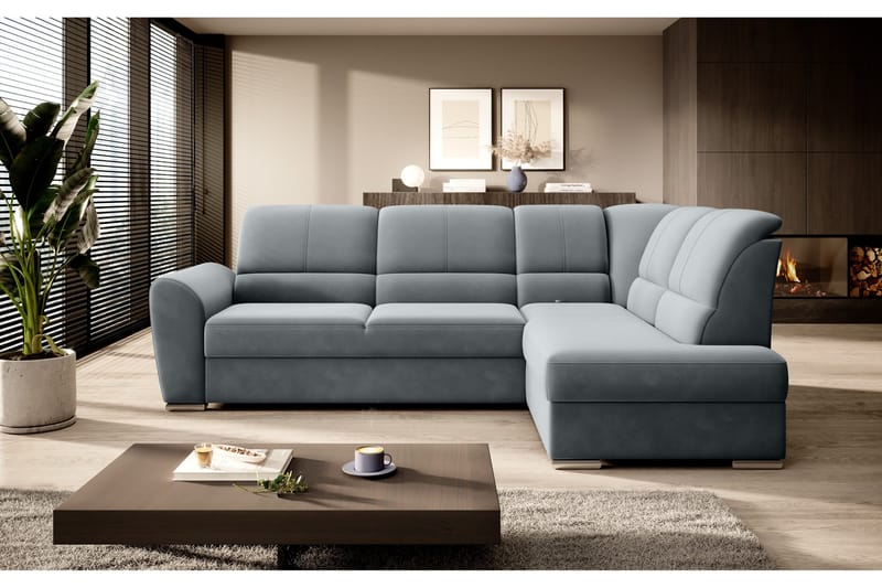 Sajmon Sovesofa m. Sjeselong 3-seter - Grå - Møbler - Sofaer - Sovesofaer - Langsgående sovesofa
