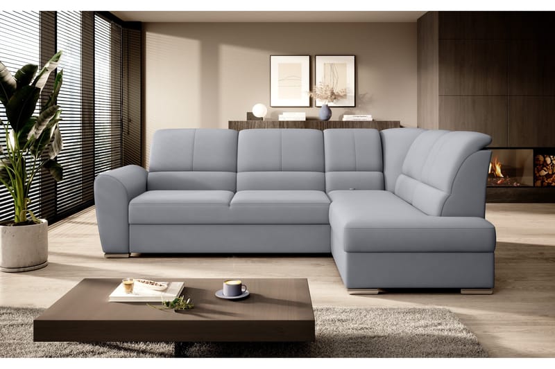 Sajmon Sovesofa m. Sjeselong 3-seter - Grå - Møbler - Sofaer - Sovesofaer - Langsgående sovesofa