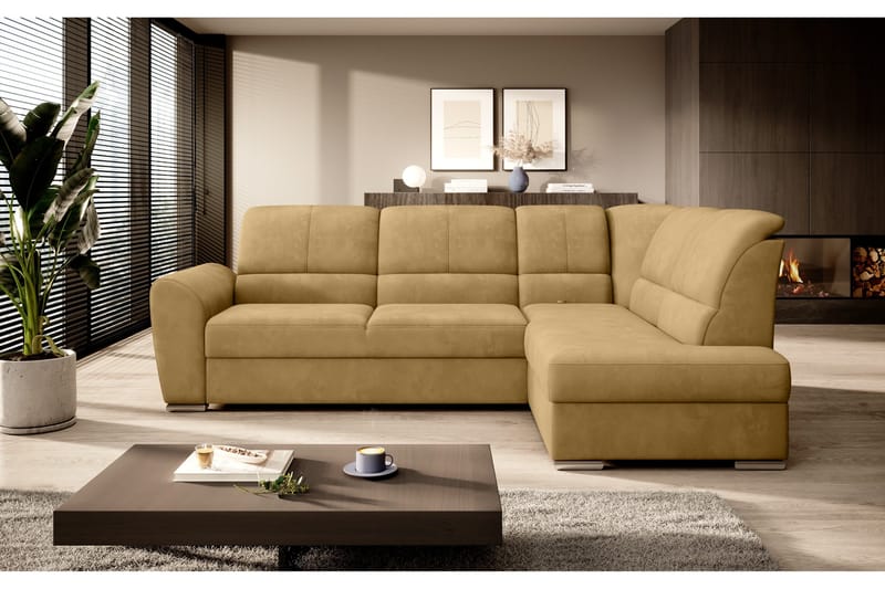 Sajmon Sovesofa m. Sjeselong 3-seter, Gul