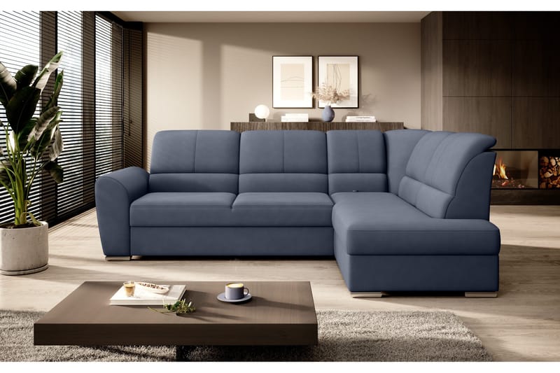 Sajmon Sovesofa m. Sjeselong 3-seter - Mørkeblå - Møbler - Sofaer - Sovesofaer - Langsgående sovesofa
