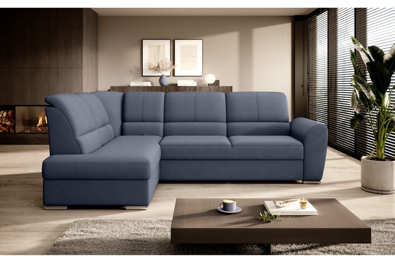 Sajmon Sovesofa m. Sjeselong 3-seter - Mørkeblå - Møbler - Sofaer - Sovesofaer - Langsgående sovesofa