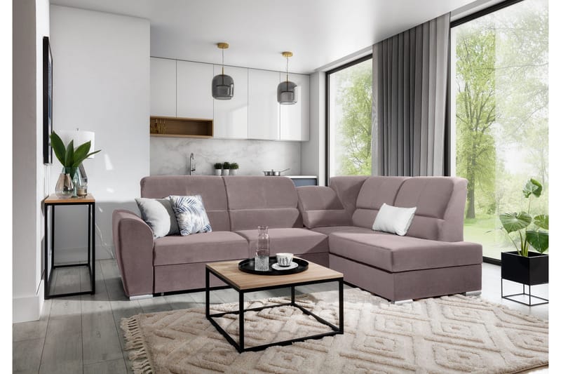Sajmon Sovesofa m. Sjeselong 3-seter - Mørkebrun - Møbler - Sofaer - Sovesofaer - Langsgående sovesofa
