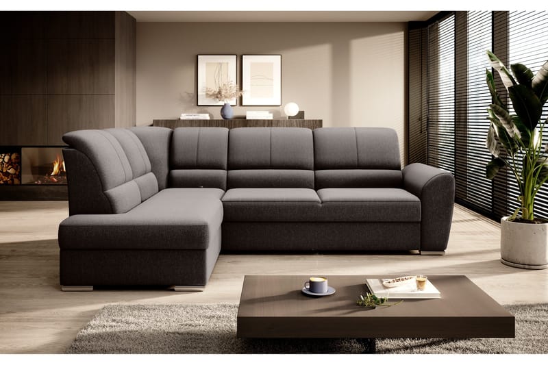 Sajmon Sovesofa m. Sjeselong 3-seter - Mørkebrun - Møbler - Sofaer - Sovesofaer - Langsgående sovesofa