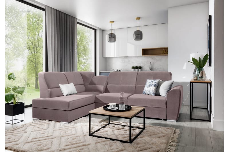 Sajmon Sovesofa m. Sjeselong 3-seter - Mørkebrun - Møbler - Sofaer - Sovesofaer - Langsgående sovesofa