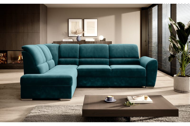Sajmon Sovesofa m. Sjeselong 3-seter - Mørkegrønn - Møbler - Sofaer - Sovesofaer - Langsgående sovesofa