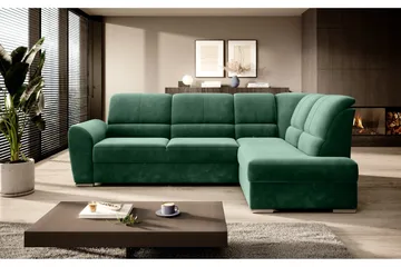 Sajmon Sovesofa m. Sjeselong 3-seter - Mørkegrønn - Møbler - Sofaer - Sovesofaer - Langsgående sovesofa