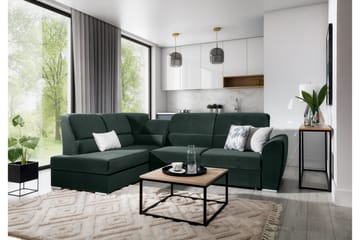 Sajmon Sovesofa m. Sjeselong 3-seter - Mørkegrønn - Møbler - Sofaer - Sovesofaer - Langsgående sovesofa