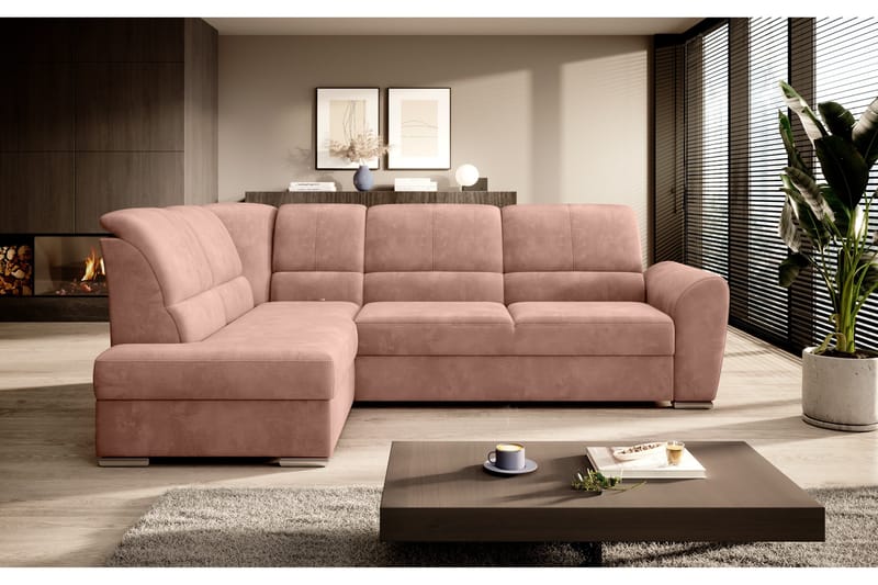 Sajmon Sovesofa m. Sjeselong 3-seter - Rosa - Møbler - Sofaer - Sovesofaer - Langsgående sovesofa
