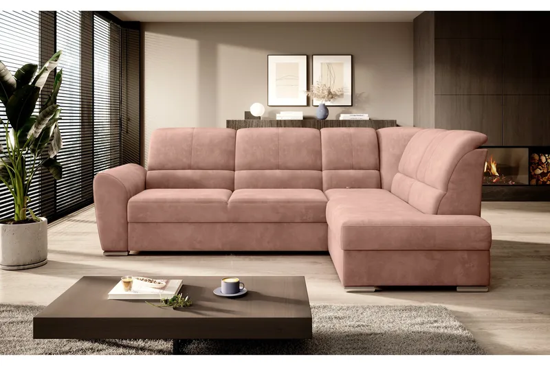 Sajmon Sovesofa m. Sjeselong 3-seter - Rosa - Møbler - Sofaer - Sovesofaer - Langsgående sovesofa