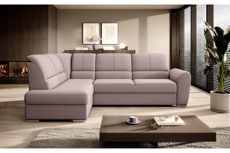 Sajmon Sovesofa m. Sjeselong 3-seter - Rosa - Møbler - Sofaer - Sovesofaer - Langsgående sovesofa