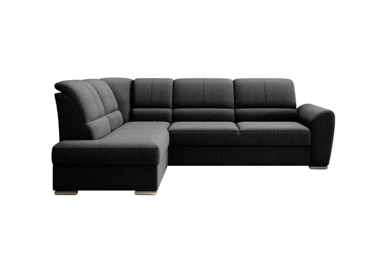 Sajmon Sovesofa m. Sjeselong 3-seter - Svart - Møbler - Sofaer - Sovesofaer - Langsgående sovesofa
