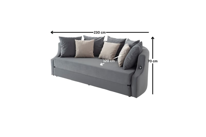 Salrican Sovesofa 3-seter - Grå - Møbler - Sofaer - Sovesofaer - 3 seters sovesofa