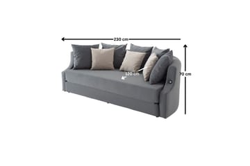 Salrican Sovesofa 3-seter - Grå - Møbler - Sofaer - Sovesofaer - 3 seters sovesofa