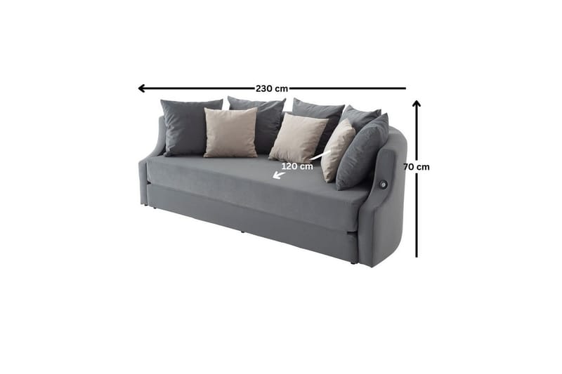 Salrican Sovesofa 3-seter - Grå - Møbler - Sofaer - Sovesofaer - 3 seters sovesofa