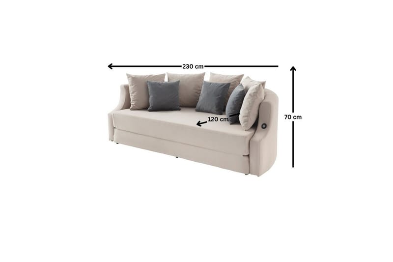 Salrican Sovesofa 3-seter - Kremhvit - Møbler - Sofaer - Sovesofaer - 3 seters sovesofa